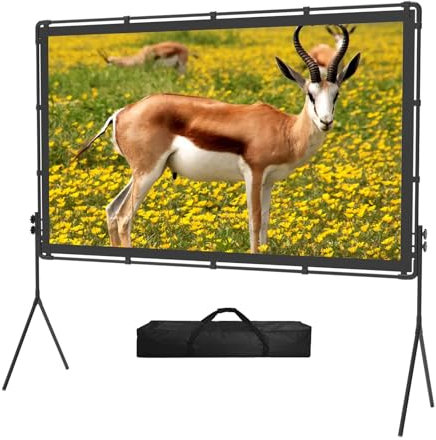docooler Polyester Dual Bracket 16:9 Foldable Outdoor Projection Screen for Outdoor Movies Home Theater Office