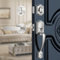 Calzibeno Front Door Lock Set, Satin Nickel Front Door Handle and Deadbolt Set, Vintage Exterior Door Lock Set, Door Handle Exterior Reversible for Right&Left Door