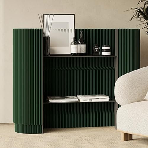 PRMTYUP Rezeption, Kleine Empfangstheke Mit 2 Beweglichen Regalen, Moderne Ovale Kasse, AusstellungsstäNder FüR Rezeptionstheke, FüR Hotellobby BüRo Eines BekleidungsgeschäFts,Grün