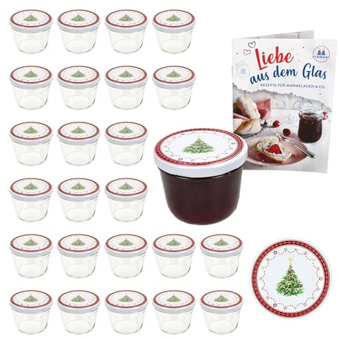 MamboCat 25er Set Sturzglas 230 ml mit Twist-Off-Deckel Weihnachtstraum I Einmachgläser + TO 82 Deckel + GRATIS Rezeptheft I Vorratsgläser einkochen & konservieren