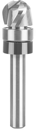 SpeTool Bowl and Tray Router Bits 1/4 Shank, 1/2 Dia 1/8 Radius, 3/8 Height, 3-Flute Solid Carbide Pattern Flush Trim Router Bit, Round Nose for Wood Dish Bowl Carving