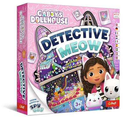 Trefl - Détective MIAU, Gabby's Dollhouse - Jeu Coopératif de la Série Spy Guy, Jeu d'Observation pour Les Plus Jeunes, Les Enfants à partir de 3 Ans