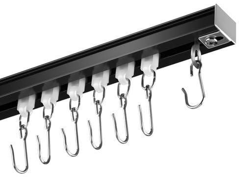 DEFYNEE Decken-Gardinenschienen Set 92–276 cm, Schwarz | Vorhangschiene mit Rollen, Aluminium & Stabile, für Fenster & als Raumteiler