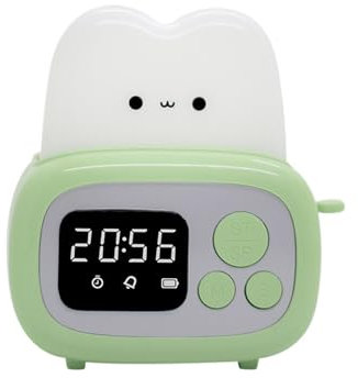 XHURWDZ643KM Alarm Clock Cute Bread Maker Alarm Clock Sleeping Timing USB Rechargeable Lamp Bedside Table Desk Alarm Clock Birthday Holiday Clock for Bedroom(Green)