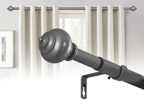 H.VERSAILTEX Duty Adjustable Curtain Pole 76–190 Cm Dark Grey, Metal Curtain Rod For Windows And Doors, 2.5 Cm Diameter
