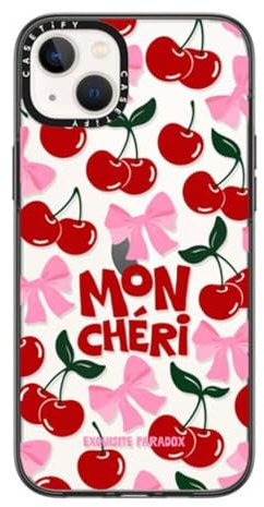 CASETiFY Compact für iPhone 14 Plus Hülle [2 x Falltest in Militärqualität/1,2 m Fallschutz] - Mon Cheri Cherries - Schwarz