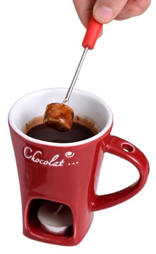 Generisch Schokofondue Tasse,Fondue Becher,Keramik Butter Wärmer,Keramik Schokoladenfondue Tasse,Mehrzweck Chocolate Fondue Set,geeignet Für Käse, Schokolade, Butter Und Karamell
