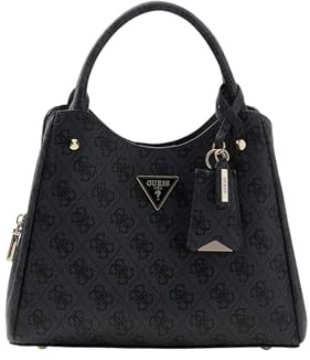 Guess Meridian II Girlfriend Carryall Handtasche Damen – Schultertasche aus Kunstleder Grau, Elegante Alltagstasche mit Tragegriffen, 25 x 20 x 12 cm, OS697405-NECOALLO