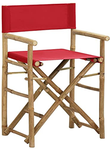 zylophax Klappbare Regiestühle 2 STK Rot Bambus und Stoff Gartenstühle Outdoor Balkonstuhl Terrassenstühle mit Armlehne wetterfest klappbar komfortabler Gartensessel
