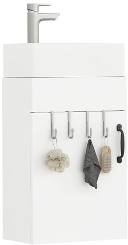 YITAHOME Waschtisch mit Unterschrank 40 cm Waschbeckenunterschrank, Badmöbel-Set mit Waschbecken für kompakte Bäder, Gäste WC, Sink with Vanity Cabinet, weiß