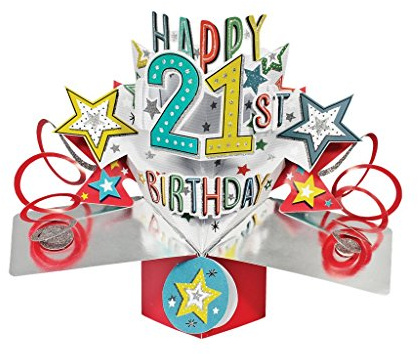 Happy 21st Birthday Pop-Up Greeting Card Original Second Nature 3D Pop Up Cards