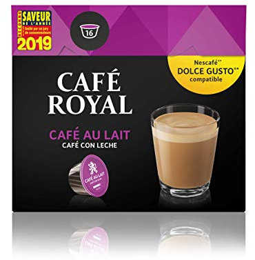 Café Royal Café au Lait Nouvelle Génération- 16 dosettes Compatibles avec le Système NESCAFE®* Dolce Gusto® - Pack de 3