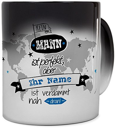 printplanet® Zaubertasse mit Namen personalisiert - Magic Mug - Motiv Nicht Perfekt (Für Männer) individuell gestalten - Zauberbecher, magische Kaffeetasse