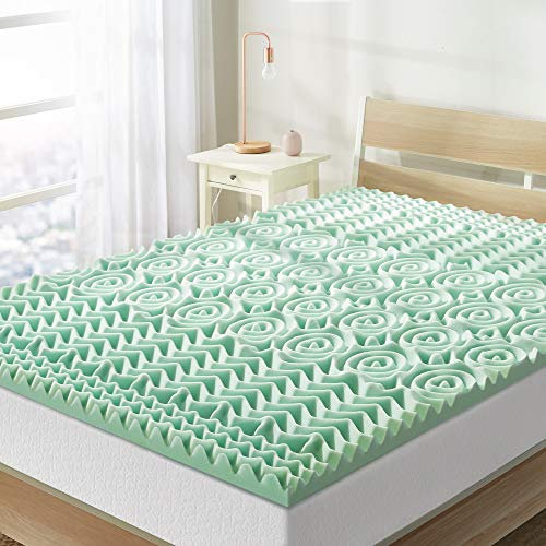 Mellow 1.5 Inch 5-Zone Memory Foam Mattress Topper, Calming Aloe Infusion, CertiPUR-US Certified, Queen