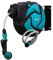 Outsunny Dévidoir Mural Enrouleur Automatique pivotant 180° Tuyau 10 + 1 m avec Lance arrosage Support Mural intégré Turquoise Noir