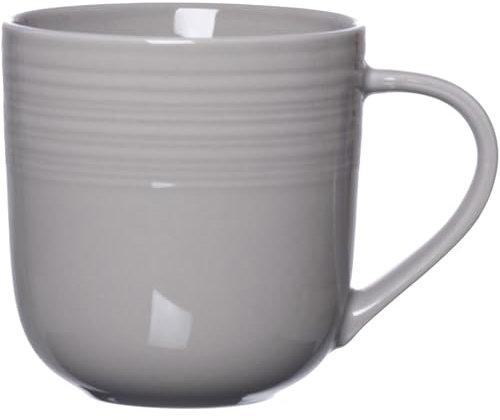 Ritzenhoff & Breker Levi Kaffeebecher, 400 ml, Henkelbecher mit feinem Rillenrelief, Skandinavisches Design, Porzellan, Grau