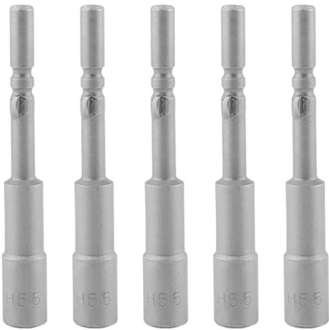 Utoolmart 5 mm vástago hexagonal de cambio rápido 5,5 mm broca de destornillador, 60 mm de longitud, métrica no magnética 5 piezas