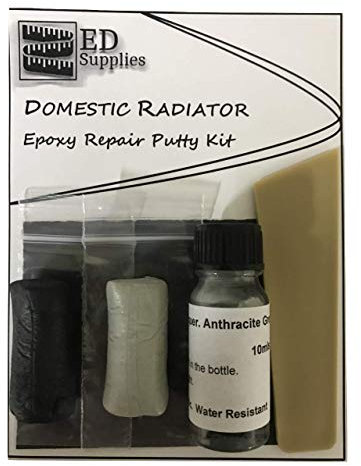 Satin Anthracite/Dark Grey Domestic Radiator Epoxy Repair Putty Kit - Repairs Chips, Cracks, Leaks & Similar Damage to Enamel, Steel, Brass, Cast Iron Radiators.