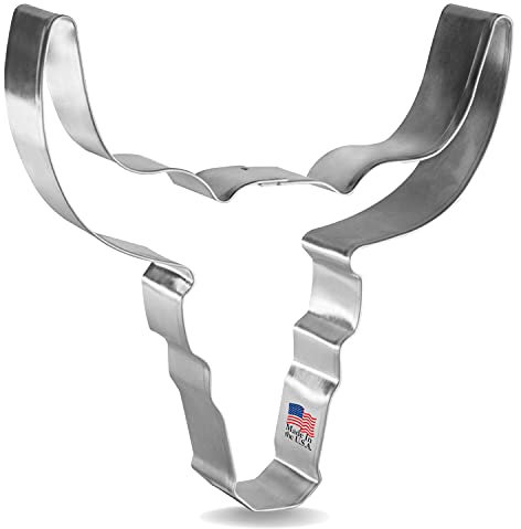 Bull Skull Longhorn Cookie Cutter 4.75 in B1502 - Foose Cookie Cutters - USA Tin Plated Steel