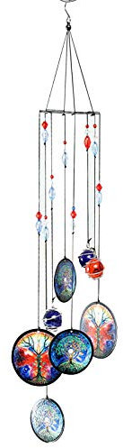 Carillons éoliens de l'arbre, Verre de Plage Vent Carillon Vie Arbre Jardin Suspendu Vent Carillon Vent Cloche Accueil Hanging Pendentif (Arbre de la Vie)