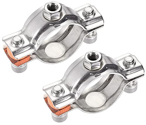 sourcing map 2 Stücke Wand Decke Halterung Rohr Stütze 304 Edelstahl verstellbar Rohrhalter Schelle für 38-40mm Rohr