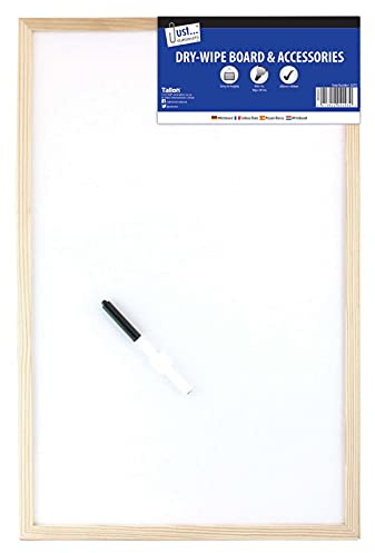 Pine Frame Dry Wipe Board with Accessories | Memo School Office Message Notice Board (400 x 600 mm)