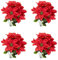 JFBUCF Künstliche Weihnachtssterne mit 7 Köpfen, Seide, Weihnachtsstern, Blumenstrauß, Weihnachtsblumen, Blumenstrauß, Urlaub, Zuhause, Büro, Dekoration, Rot, 4 Stück