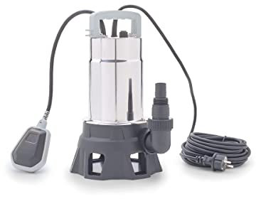 Pontec 87060 PondoDrain Mud 15000 - grausilberne Entwässerungspumpe für Baustellen, Teiche oder Keller / Korngröße: 25 mm / 500 W-Leistung / 230 V