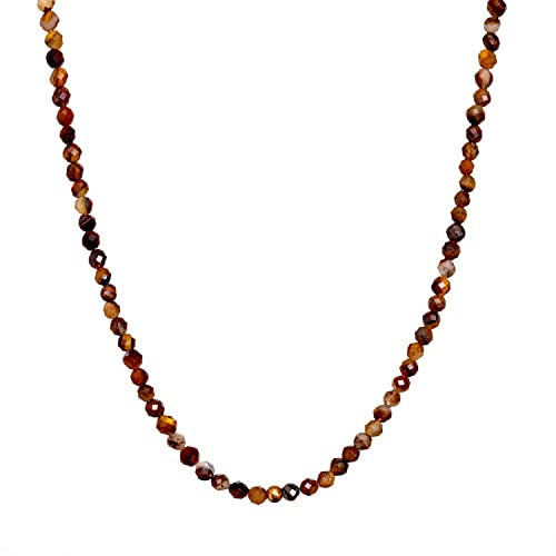 BERGERLIN Tigerauge Halskette braun - braune Kette - Gold - XS-S