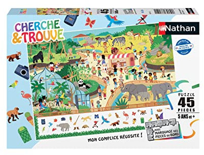 Puzzles Nathan 4005556861521 45-teiliges Puzzle – Im Zoo (Suche und Finde) Kinderpuzzle