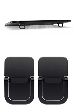 Keyboard Stand for Computer, Mini Invisible Laptop Kickstand for Desk Computer Keyboard MacBook Notebook Stand Riser Aluminum (2PCS) (Black)