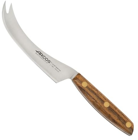 Arcos Couteau à Fromage Acier Inoxydable NITRUM 125 mm - Manche Bois Ovengkol FSC - Série Nordika - Durabilité et Coupe Améliorées