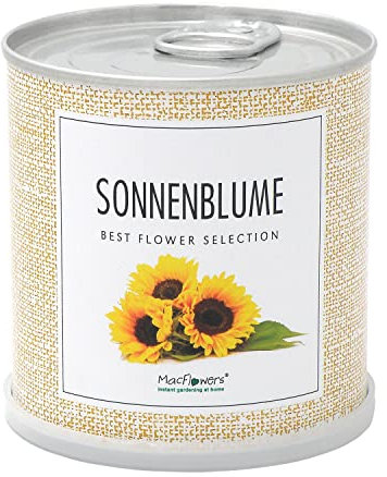 MacFlowers® | Kleines Anzuchtset mit Sonnenblumen | Henri Wild | Nachhaltiges Geschenkset mit Einer Sorte Samen in süßer instant Blumendose