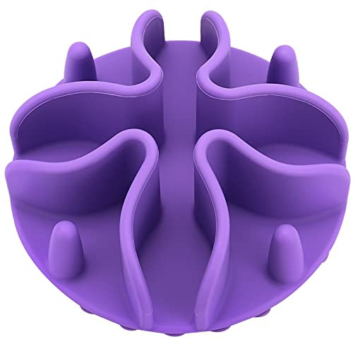 Slow Feeder Dog Bowl Insert,Doweiss Silicone Slow Feeder for Dog Cat Puppy Pet with Stong Suction Cups for Dog Bowls Slow Eating Bowls (Large, Purple)