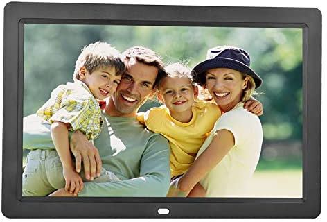 Akozon 12 Zoll 1280 * 800 HD Tragbarer, Digitaler Bilderrahmen Alarm Tragbare Uhr Movie Player Album Fernbedienung Weiß EU mit VESA-Loch Unterstützt das JPEG-Format MPEG MP4 AVI RMVB(Schwarz)