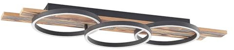 Lindby LED Deckenleuchte Sentoa dimmbar (Modern) aus Holz (3 flammig,) - Lampe Deckenlampe Wohnzimmerleuchte