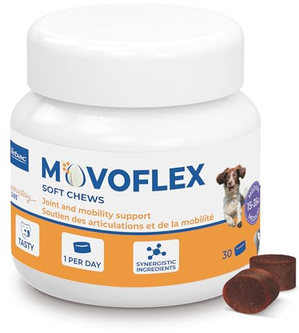 Movoflex Soft Chews | 30 Stück | Für Hunde von 15 kg bis 35 kg | Ergänzungsfuttermittel zur Unterstützung der Gelenkgesundheit | Zum Erhalt der Gelenkstrukturen | Mit Hyaluronsäure