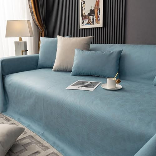 VanderHOME Sofa überzug Möbel Abdeckung für Verschütten Sofabezug Wasserabweisend Antirutsch Sofa Abdeckung Stretch Sofa Protector Sofaüberwurf Schutz vor Haustier Katze Hunde210*340cm-Hellblau