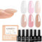 Beetles Builder Gel Polish, 7 en 1 Gel de construction pour ongles en gel Set 6 couleurs Nude Rose Blanc laiteux Marron Gel dur de construction pour ongles Renforceur Extension Gel d'ongles DIY