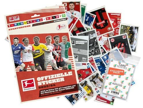 Bundle mit Topps Bundesliga Sammelsticker 2023/24 - Komplettsatz + Album+ Exklusive Collect-it Hüllen