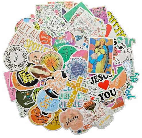 AXEN 100PCS Bible Theme Stickers Pack, Jesus God Vinyl Stickers for Laptop, Phone, Water Bottles, Computer, Flask and More DIY Decoration…