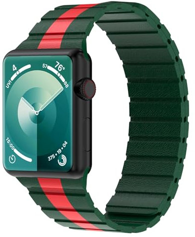Synchro Bands Kompatibel mit Apple Watch Armband Magnetisch 38mm 40mm 41mm 42mm 44mm 45mm 49mm,Lederband Ersatzarmband Herren Damen Armbands für iWatch Series Ultra 9 8 7 6 5 4 3 2 1 SE