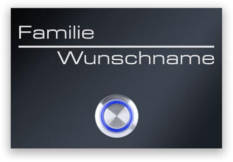 Türklingel Anthrazit quer mit Gravur Name personalisiert RAL 7016 - Acrylglas wetterfest und UV-beständig - 90 x 60 mm
