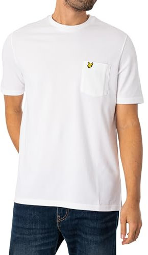 Lyle & Scott Herren Schlichtes, entspanntes T-Shirt aus Piqué mit Taschen, Weiß, XL