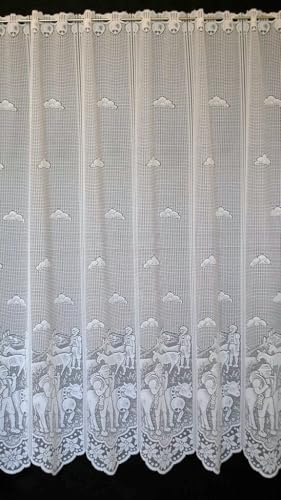 Gardinen Kranzusch Scheibengardine Kühe u. Alphirte 120x95 cm H/B Weiß Bistrogardine Vorhang Küche 1er Pack