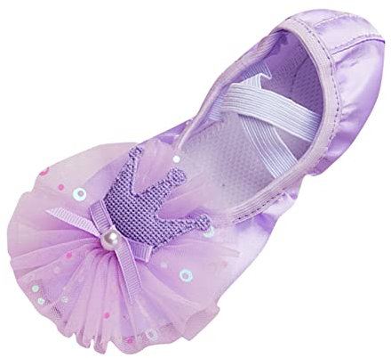 Ballerine per bambini, scarpe da balletto per ragazze, scarpe da allenamento, antiscivolo, suola morbida, ballerine, da principessa, scarpe da ginnastica, per bambini, eleganti, Lilla, 23 EU