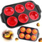 Moule à Muffin en Silicone, Plateau à Muffins En Silicone, Plaque Anti-adhésif Muffins pour 6 muffins, Moules à Pâtisserie Silicone pour Cupcakes, Brownies, Pudding, Pliable, 1 Pièce, Rouge