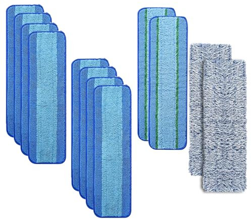 Les-Theresa Wischmopp Bezug, 12 Stück Verdicken Mop Set Microfaser Reinigung Pads, Gute Wasseraufnahme, Waschbar und Lichtecht, für Bona Wischmopp Ersatzpolster