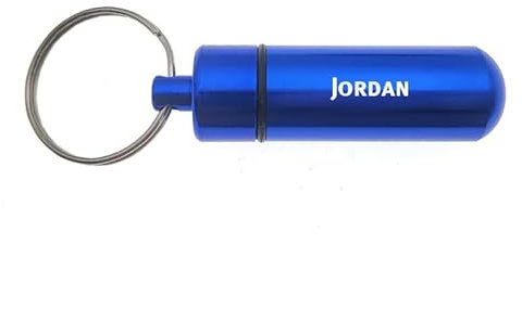 Portachiavi - Portapillole - Con nome - Jordan - Farmaci - Custodia per identità, Blu, taglia unica