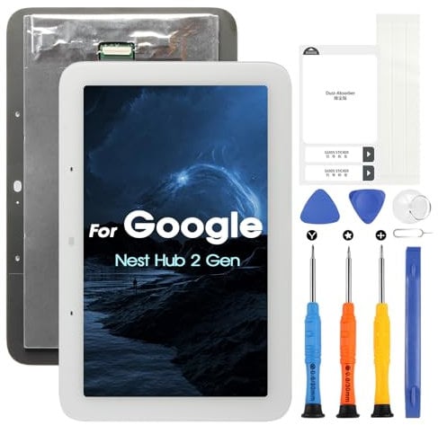 ARSSLY For Google Nest Hub 2 Gen LCD Screen, Replacement Screen for Google Nest Hub Gen2 LCD Display Digitazer Full Assembly with Repair Kit, White